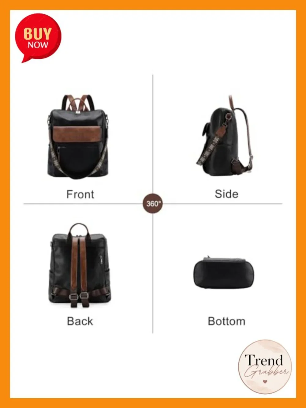 Convertible Laptop Backpack Purse with Guitar Strap - Vegan Leather